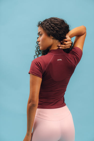 Half Zip Short Sleeve - Cherry Red