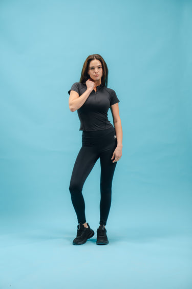 Half Zip Short Sleeve - Black