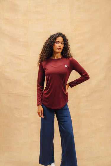 Long Sleeve Flow Top - Cherry Red