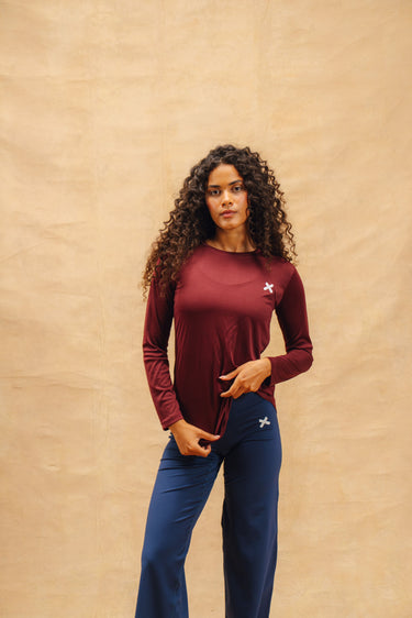 Long Sleeve Flow Top - Cherry Red