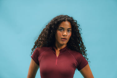 Half Zip Short Sleeve - Cherry Red