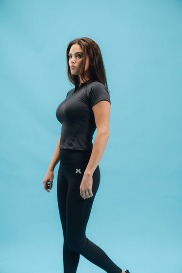 Half Zip Short Sleeve - Black