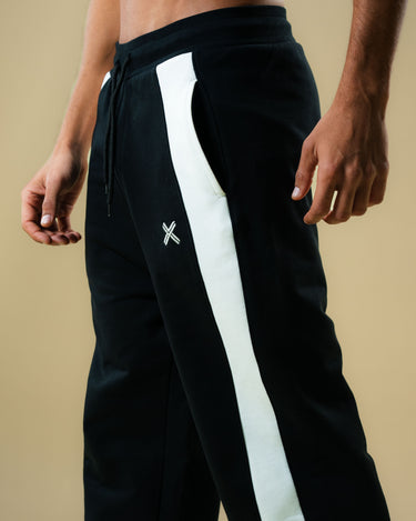 Haxel Stripe Cotton Sweatpants in Black