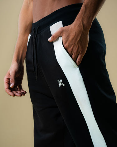 Haxel Stripe Cotton Sweatpants in Black