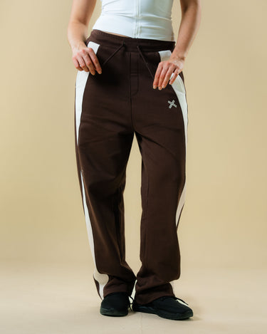 Haxel Stripe Cotton Sweatpants in Brown