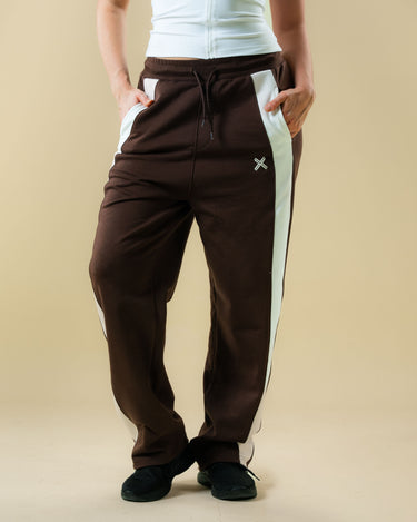 Haxel Stripe Cotton Sweatpants in Brown